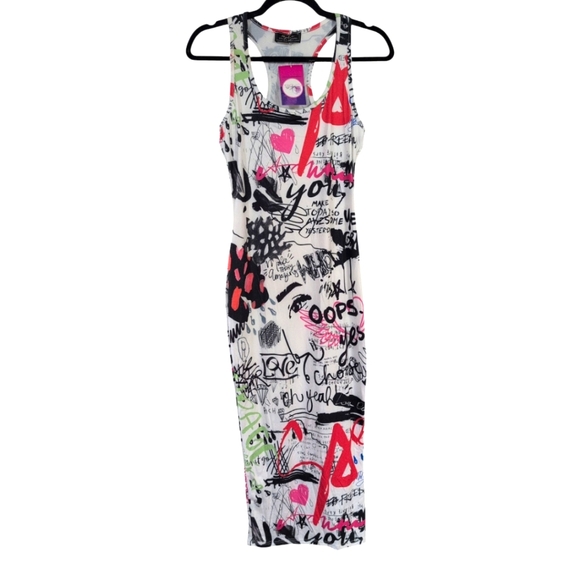 Graffiti Print Sexy Scoop Neck Tank Dress - Picture 5 of 8